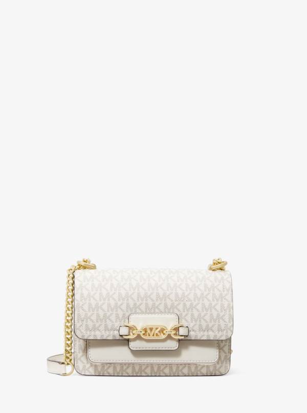 Damske Spojková Taška Michael Kors Heather Extra-Small Logo Krém - Kabelky Michael Kors Sleva | SVQJL-7036